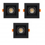 ABS Kare Sıva Altı 7W GU10 LED Spot Armatür Siyah Kasa 3 Adet