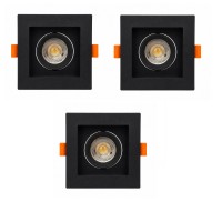 ABS Kare Sıva Altı 7W GU10 LED Spot Armatür Siyah Kasa 3 Adet