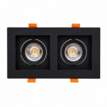 ABS Kare Sıva Altı 7W GU10 LED Spot İkili Armatür Siyah Kasa