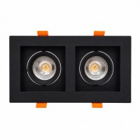 ABS Kare Sıva Altı 7W GU10 LED Spot İkili Armatür Siyah Kasa