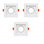 ABS Kare Sıva Altı GU10 LED Spot Armatür Kasası Beyaz 3 Adet