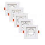 ABS Kare Sıva Altı GU10 LED Spot Armatür Kasası Beyaz 5 Adet