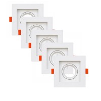 ABS Kare Sıva Altı GU10 LED Spot Armatür Kasası Beyaz 5 Adet
