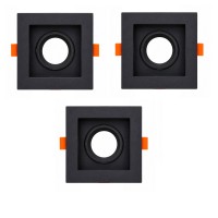 ABS Kare Sıva Altı GU10 LED Spot Armatür Kasası Siyah 3 Adet