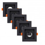ABS Kare Sıva Altı GU10 LED Spot Armatür Kasası Siyah 5 Adet