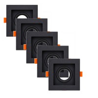 ABS Kare Sıva Altı GU10 LED Spot Armatür Kasası Siyah 5 Adet