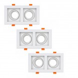 ABS Kare Sıva Altı GU10 LED Spot İkili Armatür Kasası Beyaz 3 Adet