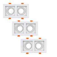ABS Kare Sıva Altı GU10 LED Spot İkili Armatür Kasası Beyaz 3 Adet