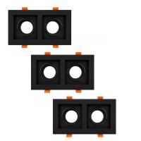 ABS Kare Sıva Altı GU10 LED Spot İkili Armatür Kasası Siyah 3 Adet